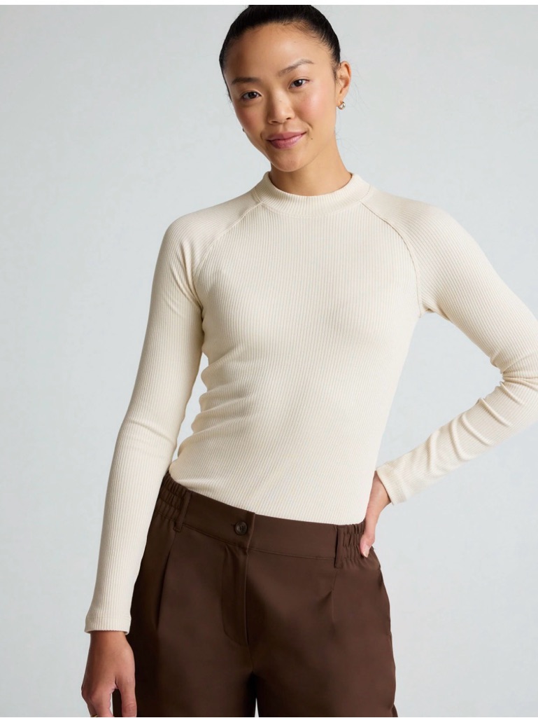 Beyond Yoga Contours Mock Neck Long Length Top - Ivory / Xs